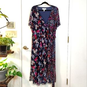 Floral Faux Wrap Dress